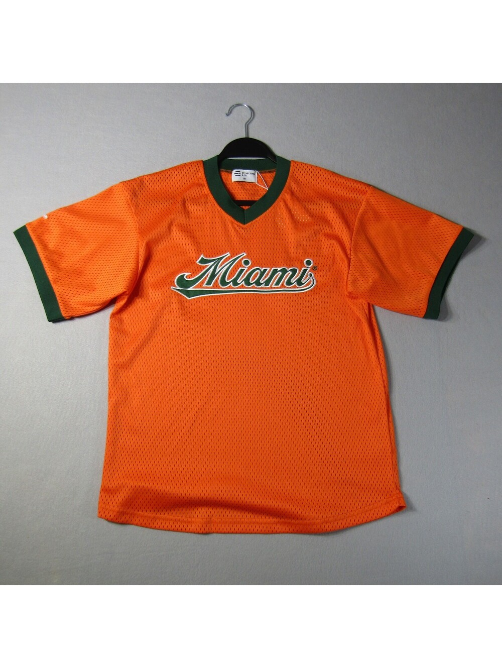 NWT Established & Co. Miami Hurricanes Mesh Jersey Shirt Women's M Orange Green